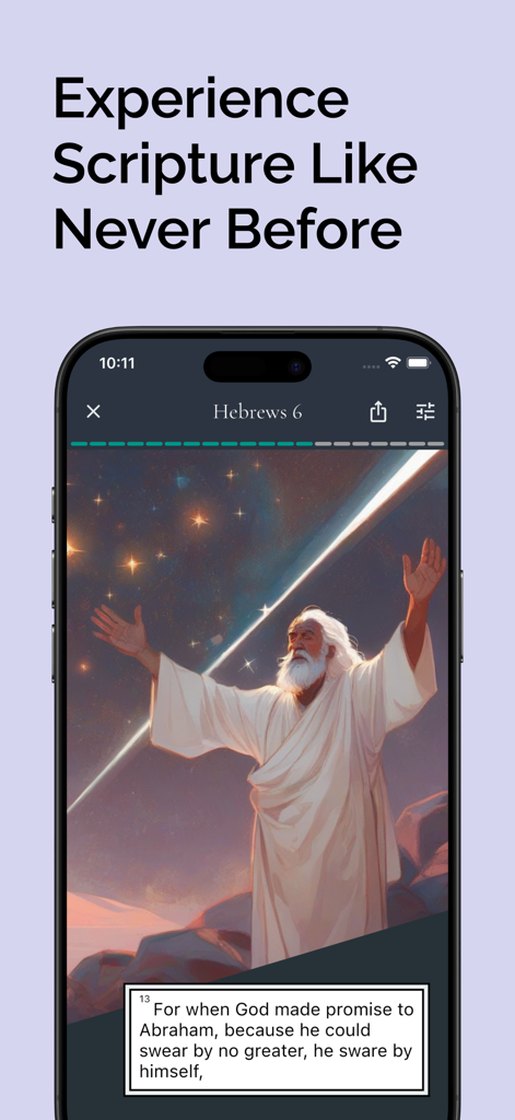 Brilliant Bible app showing a detailed illustration of Abraham for Hebrews 6