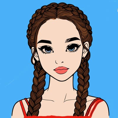 realistic girl with braids