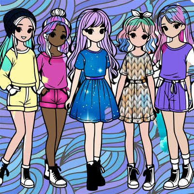 a group of five girls