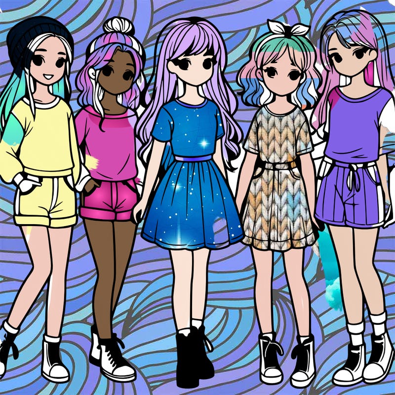 a group of five girls