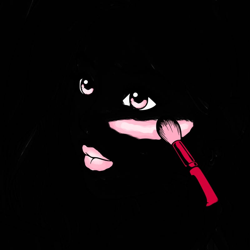 a realistic girl doing her makeup