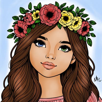 realistic girl with flower crown