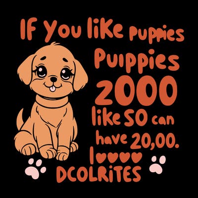 cute puppy saying if you like puppies like so i can have 20,00 likes