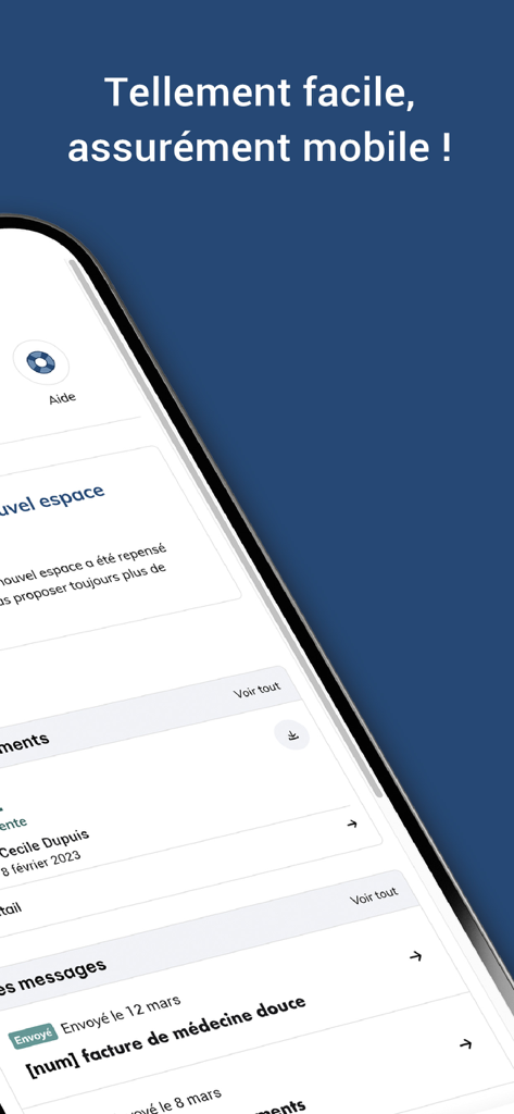 La Mutuelle Verte - Interface de l'application mobile d'assurance santé La Mutuelle Verte