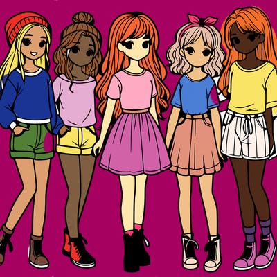 a group of five girls