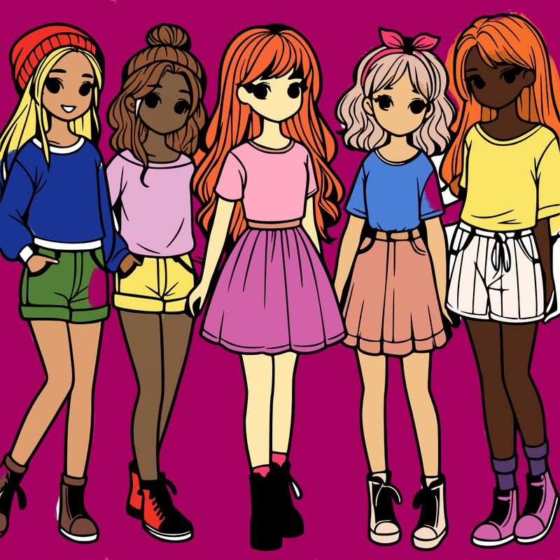 a group of five girls