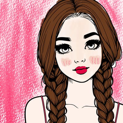 realistic girl with braids