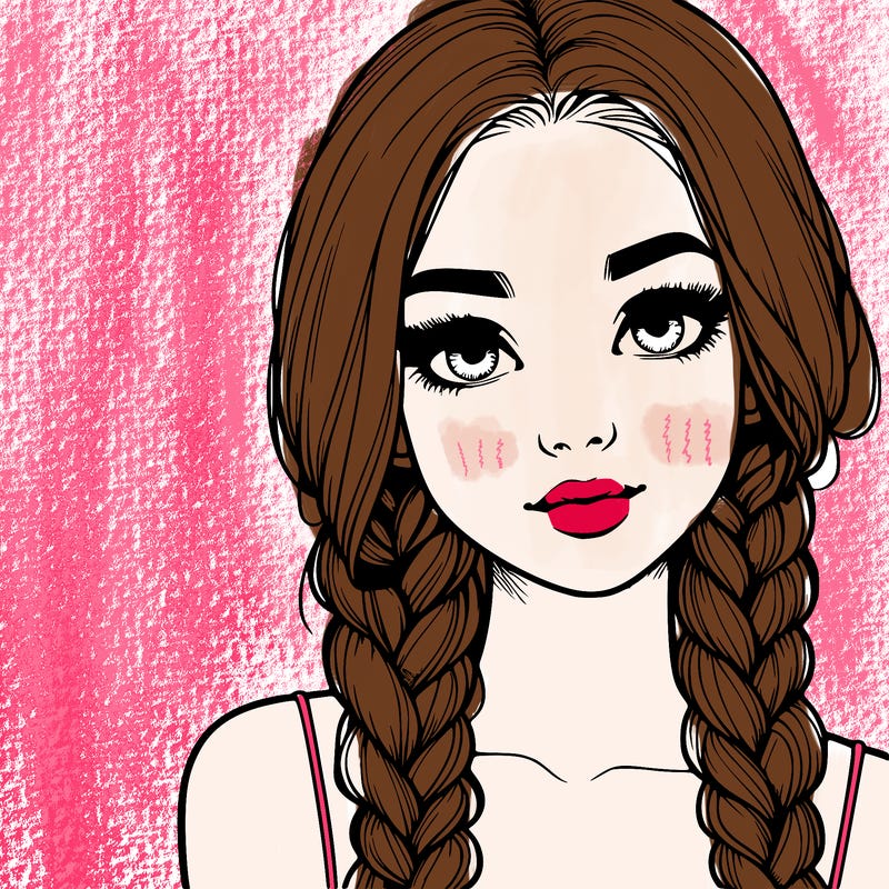 realistic girl with braids