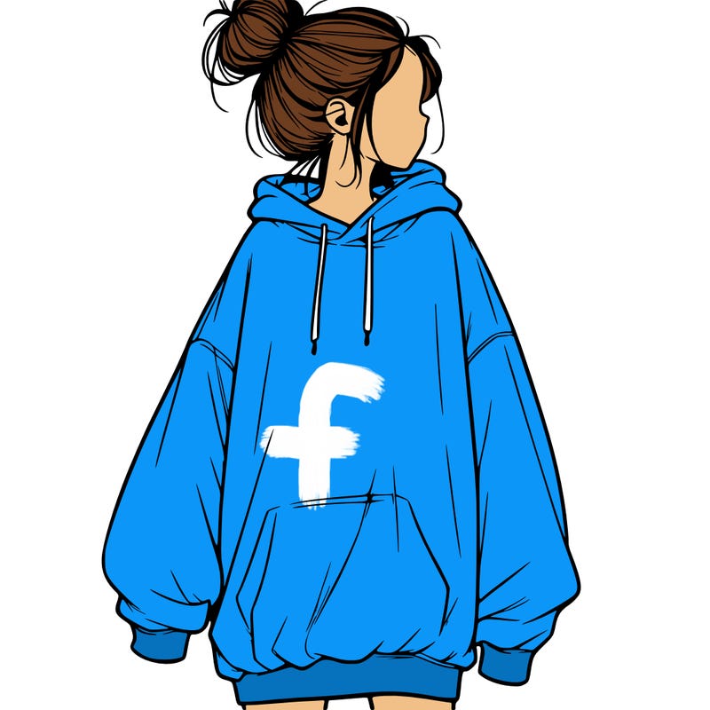 realistic girl with a oversized sweatshirt on and a bun