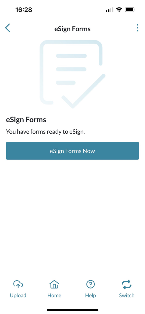 eCOS Legal - eSign forms interface in the eCOS Legal mobile app