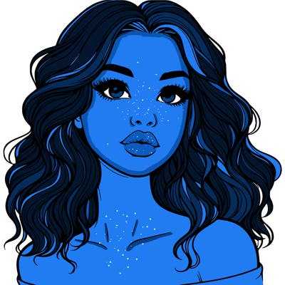 realistic girl with wavy hair and lips