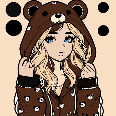 realistic girl in a animal pjs hoodie
