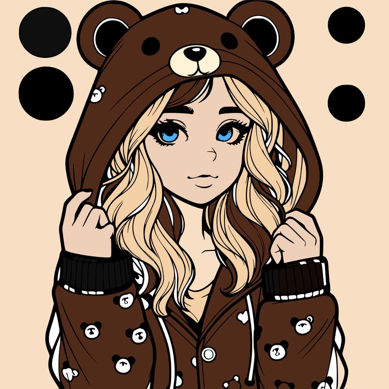 realistic girl in a animal pjs hoodie