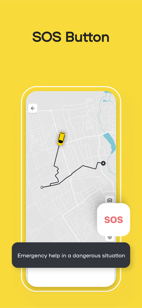 Uklon: More Than a Taxi - Uklon app interface featuring a map with an SOS button for emergency assistance during rides