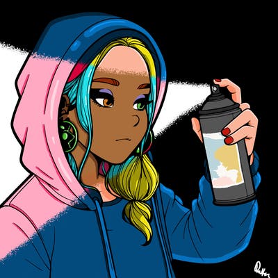 a realistic girl, spray painting