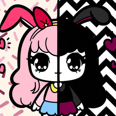 a split with a cute bunny girl