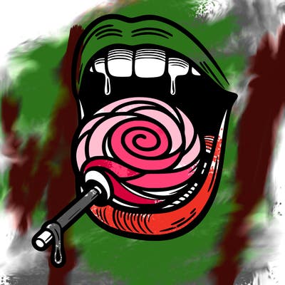 mouth eating a lollipop