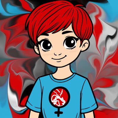 girl with pixie cut and feminist shirt