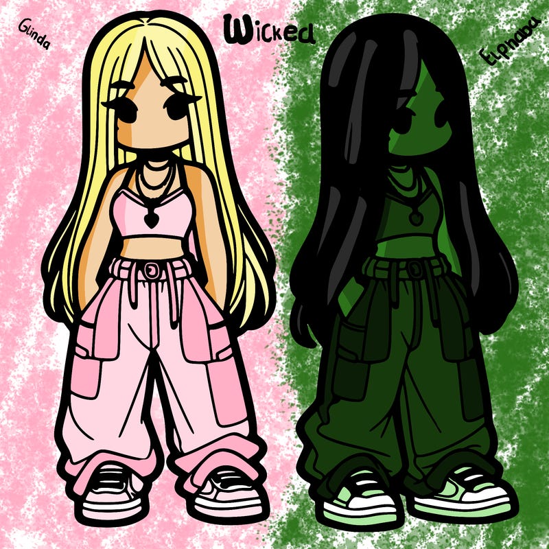 girl in baggy pants crop top and long hair