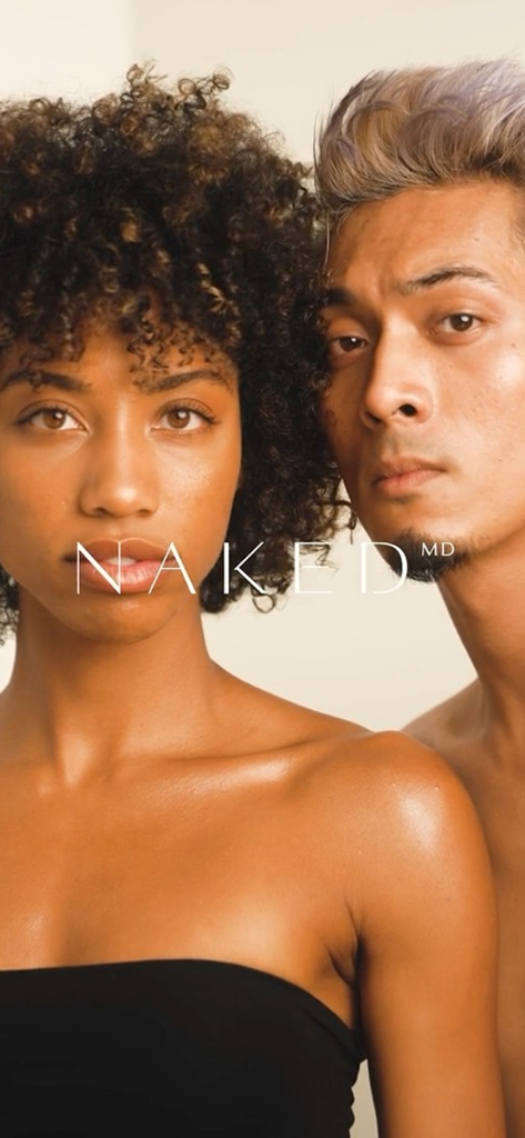 NakedMD - A man and woman with glowing skin representing NakedMD medical aesthetics