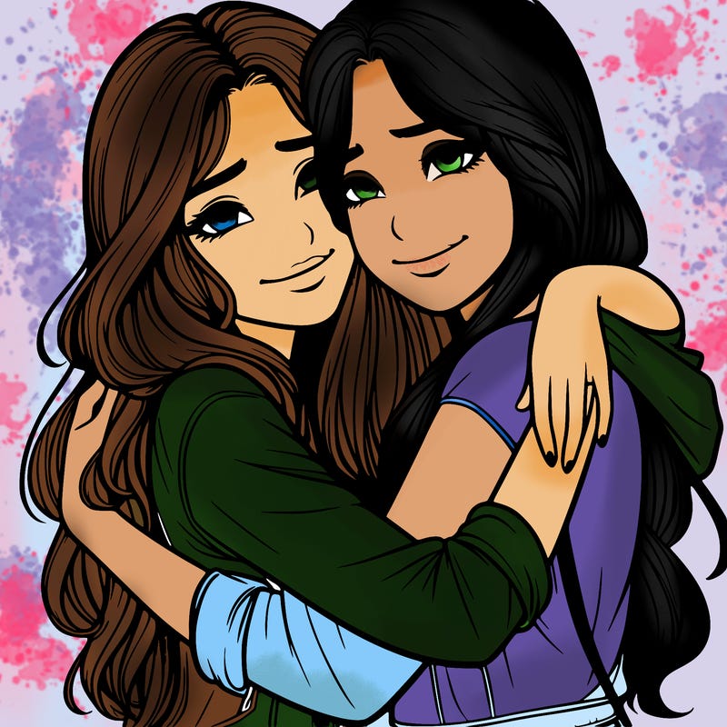 realistic girls hugging