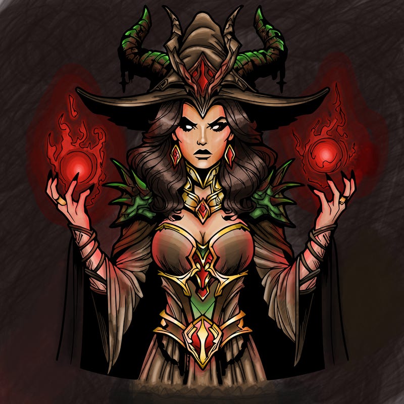 realistic evil sorceress fantasy chaos