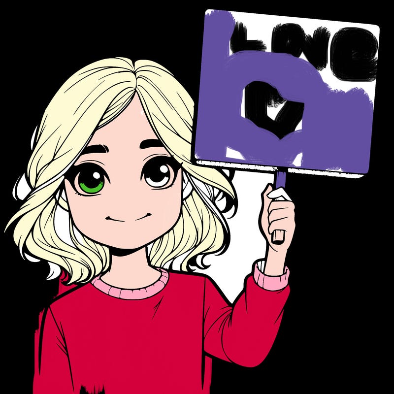 realistic girl holding up a sign