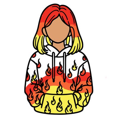 woman with fire hoodie