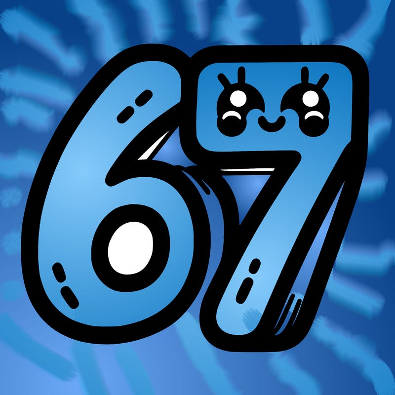 the numbers 67