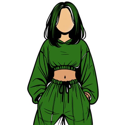 realistic girl faceless with baggy pants and a crop top