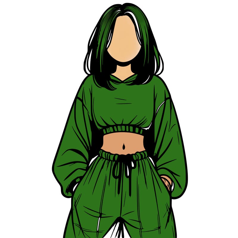 realistic girl faceless with baggy pants and a crop top