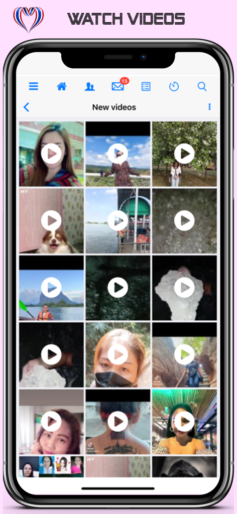 Thaikisses Thai Dating - Cuadrícula de perfiles de video de usuarios en la aplicación de citas tailandesa Thaikisses