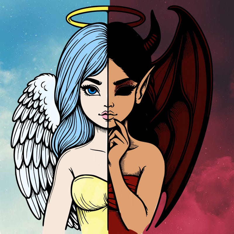 realistic angel half demon