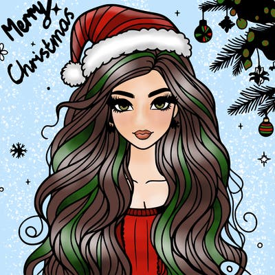 christmas fashionable female model and long hair