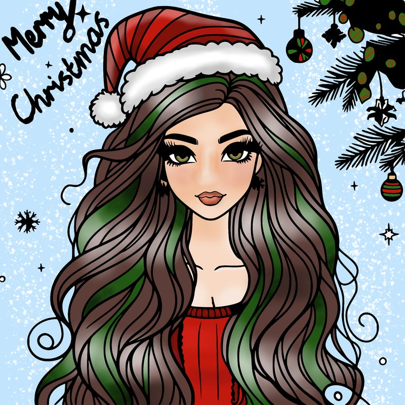 christmas fashionable female model and long hair