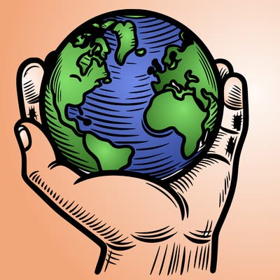hand holding earth