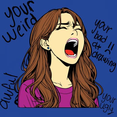 screaming realistic, girl