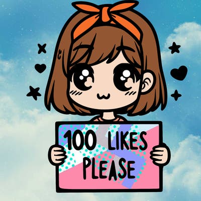 girl holding sign saying 100 likes please
