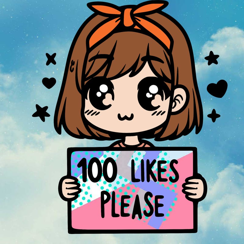 girl holding sign saying 100 likes please