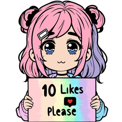 a girl with a sign saying 10 likes please