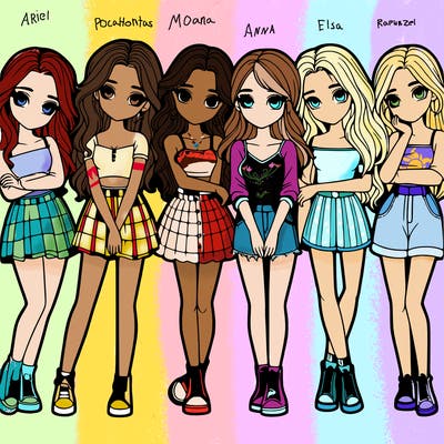 a group of girls realistic