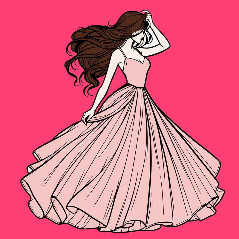 realistic woman with dress flowing in the wind