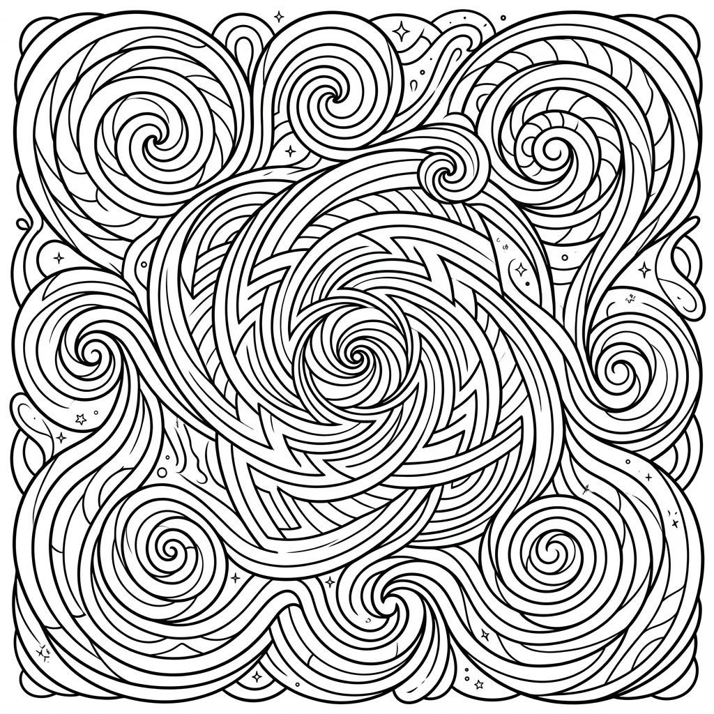 Hypnotic Spirals Coloring for Seniors | Relaxing Patterns