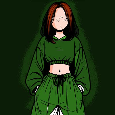 realistic girl faceless with baggy pants and a crop top