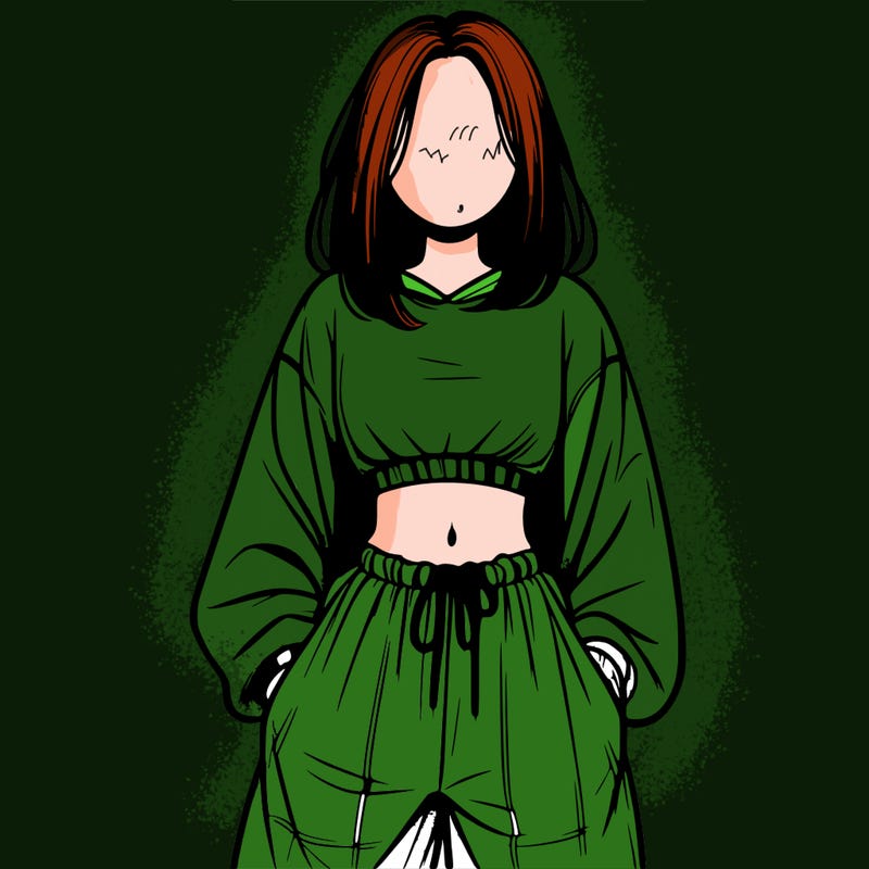 realistic girl faceless with baggy pants and a crop top