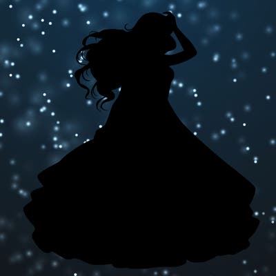 realistic woman with dress flowing in the wind