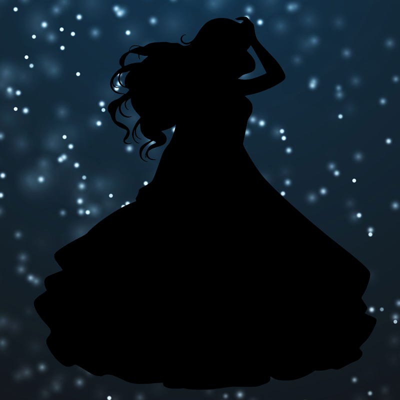 realistic woman with dress flowing in the wind