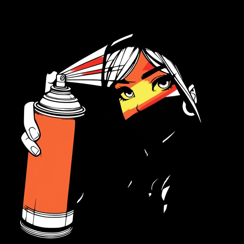 a realistic girl spray, painting