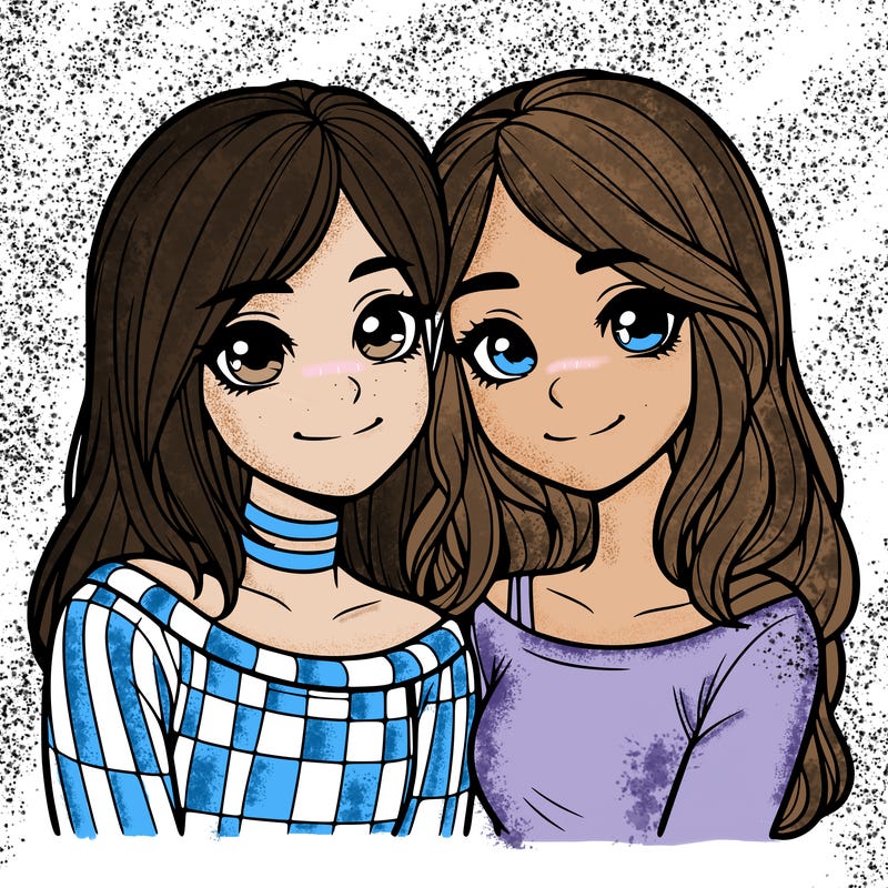 two girl friends realistic