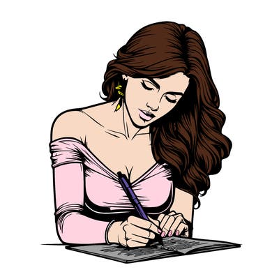 realistic female writing poetry